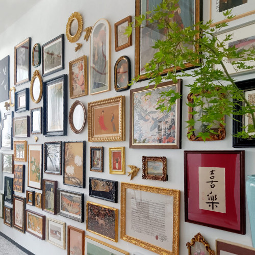 New Chinese French niche combination decorative painting cultural background wall hanging painting exhibition hall whole wall painting American style combination painting