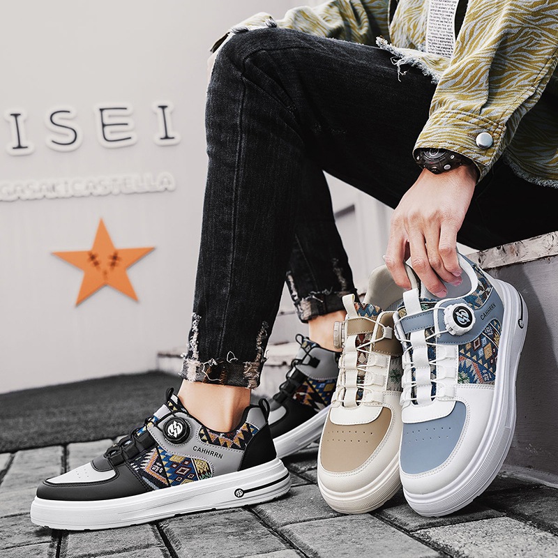 Zapatos de hombre primavera 2025 nuevos zapatos de skate para hombres sin cordones zapatos de moda casuales botones giratorios de verano