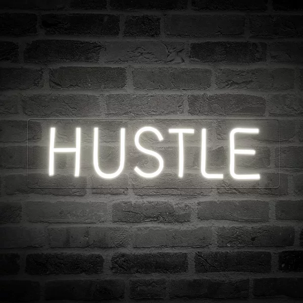 Фон неон, HUSTLE, белый