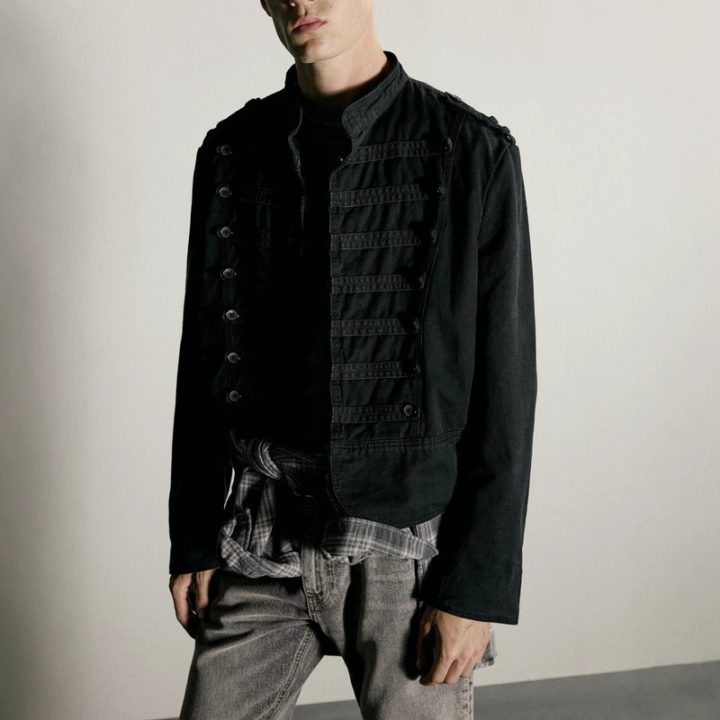 Original European and American Men's Black Strap Design Jacket 3715/811 Washed Coat Men's Royal Jacket