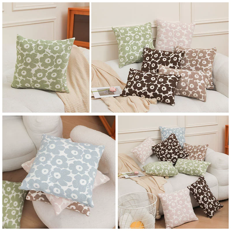 Nordic ins style pillow, tender green sofa cushion, abstract flower cushion, homestay soft furnishing, bedside pillow, waist pillow