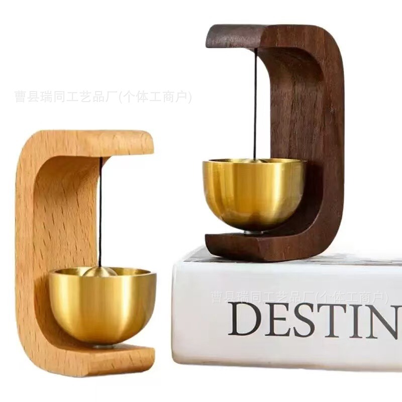 クリエイティブな吸引式木製ドアベル新築祝いギフト木製ドア吊り装飾玄関リマインダー木製磁気ベル|undefined