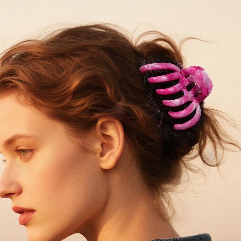 高級質感の大理石のカボチャのヘアピン、フェミニンで多用途、後頭部のヘアシャーククリップ、グリッパークリップ、クロスボーダーヘアアクセサリー|undefined