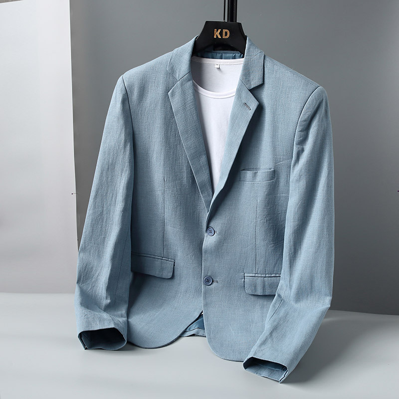 2026 New Korean Style Slim Fit Linen Suit for Men, Breathable Casual Blazer for Spring and Autumn, Trendy European Style