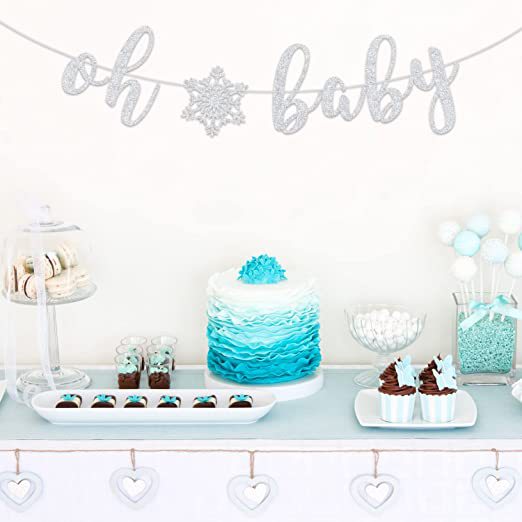 Oh Baby banner Bienvenido bebé cumpleaños género pantalla plata brillo Garland ducha Decoración