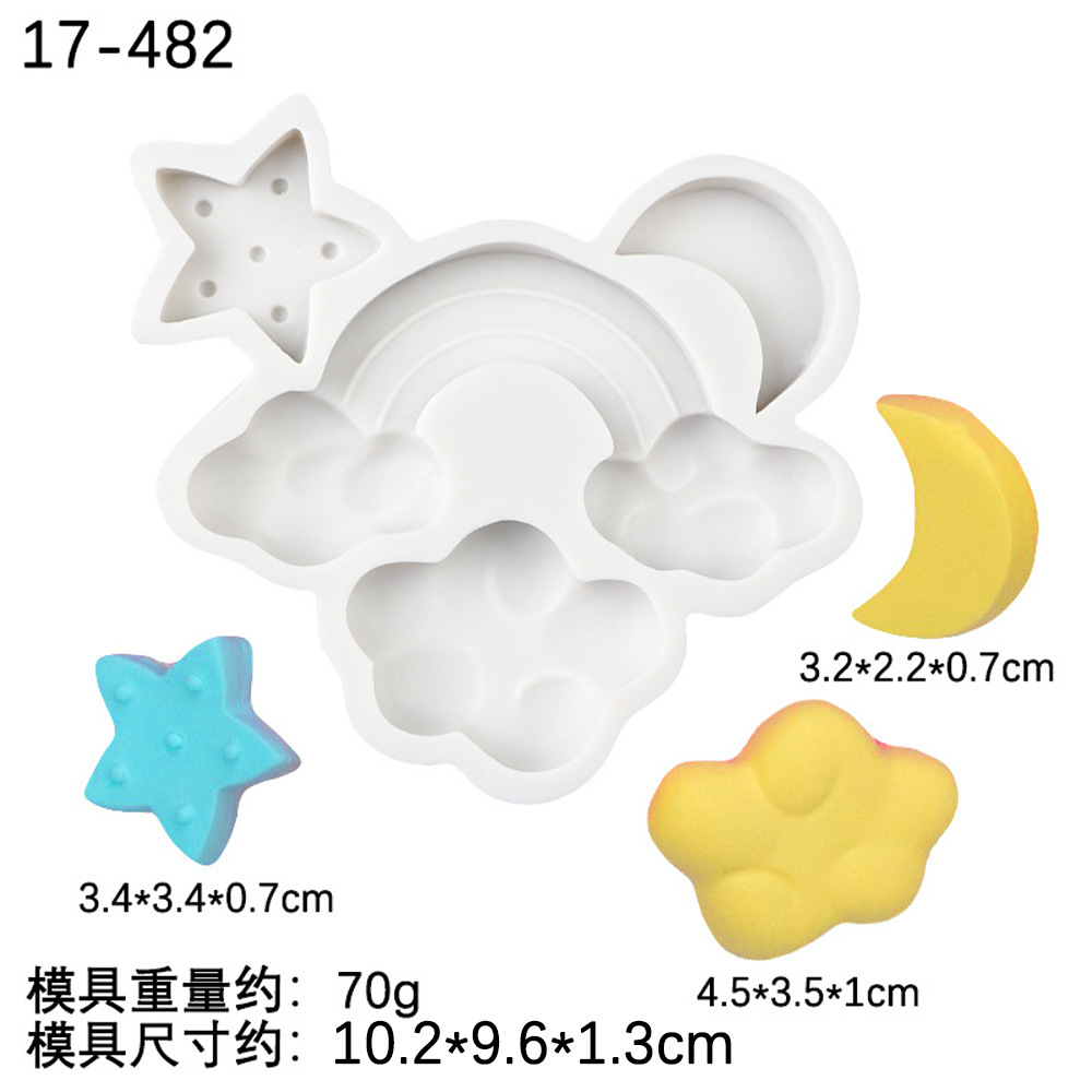 Estrella Luna Arco Iris nube chocolate molde de silicona cielo forma decoración fondant cake hornear