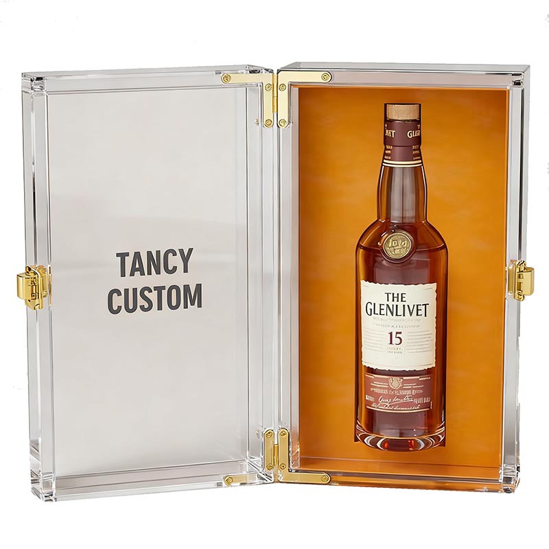透明亚克力威士忌陈列盒高端洋酒展示盒红色XO洋酒包装礼盒包装盒