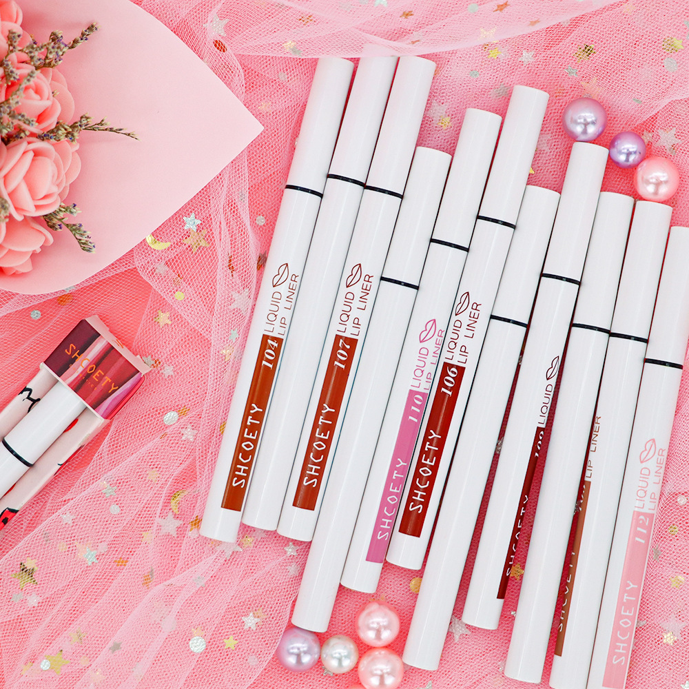 SHCOETY Cross-border matte Liquid Lip liner Pen, matte lip gloss, waterproof nude lip gloss, long-lasting color lipstick pen undefined