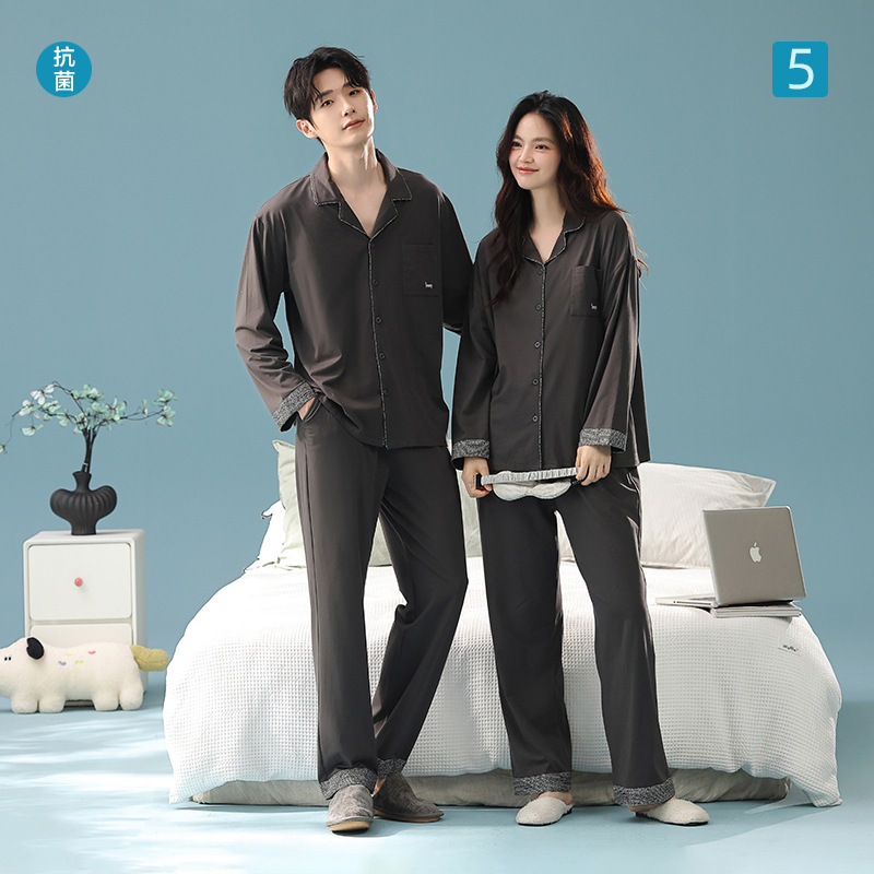 [Antibacterial Cotton] Autumn New Design Long-Sleeved Couple Pajamas Pure Cotton Category a Home Wear Set