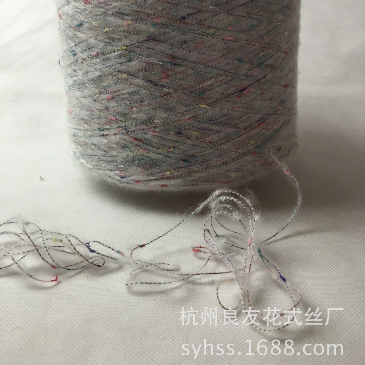 供应花式纱线806#段染七彩结子拉毛纱