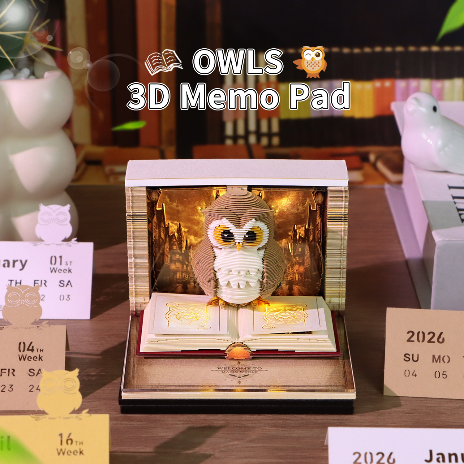 3D 입체 노트 2027년 탁상 달력 연례회의 창의적인 비즈니스 기념품 문화창의 종이 조각 스티커 메모 달력 장식품