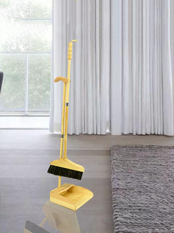 ✅ Wuqa Solid Wood Bristle Broom Cleaning Dustpan Set Floor Dust Removal Broom Non-Stick Hair Anti-Static