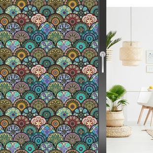PVC Color Retro Datura Flower Electrostatic Glass Sticker Glue-free Window Sticker Removable Frosted Glass Window Decorations
