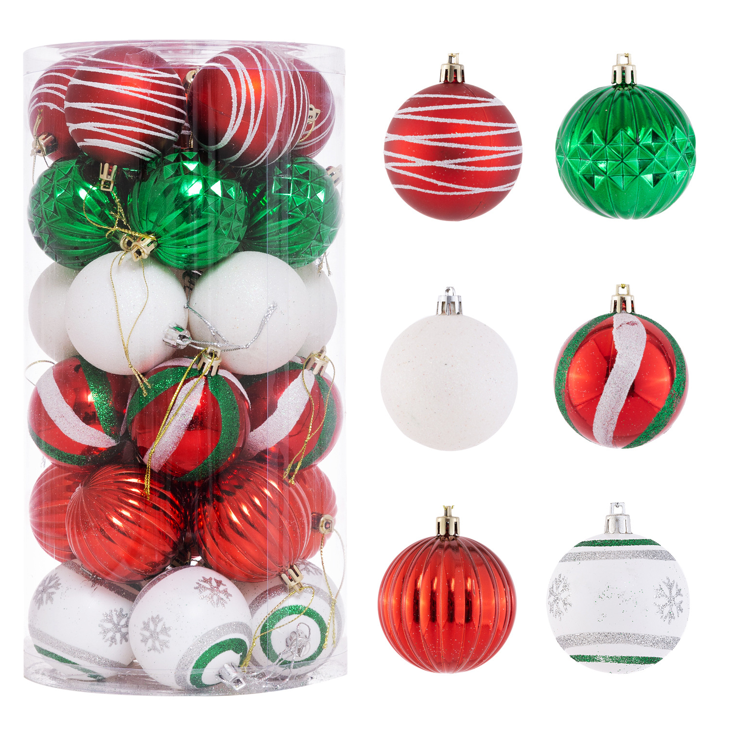 Amazon popular Navidad multi-en forma de juego pintado 30 barril bola decorativa bola colgante
