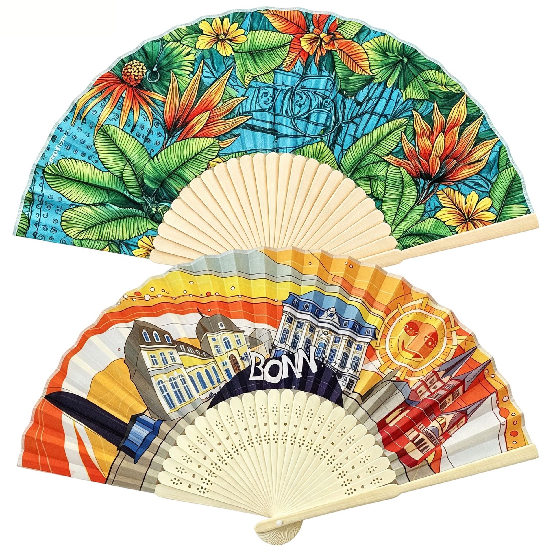 Abanico Publicitario Personalizado de 21 cm para Mujer, Abanico de Tela de una Sola Cara, Abanico Plegable Japonés, Abanico de Bambú al por Mayor