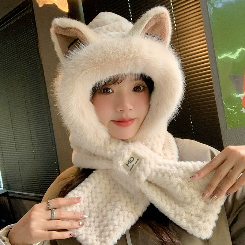 Winter hat, cute keep warm velvet scarf, increased thickness