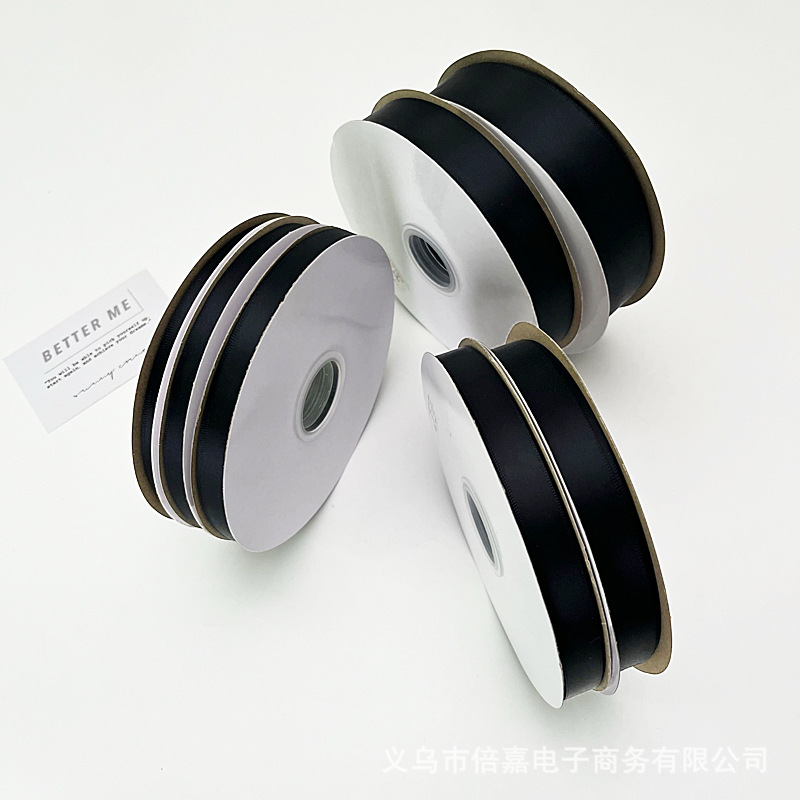 0.6-4CM 블랙 리본 리본 꽃 선물 상자 포장 2CM 폴리 에스테르 리본 웨빙 도매