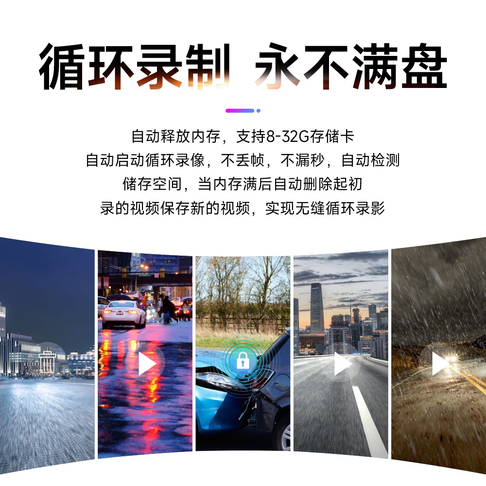 Cross-border new three-lens driving recorder car front car rear car WIFI HD three-recording car reversing image