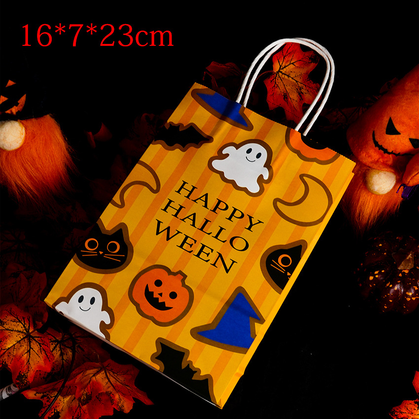 Halloween Komisch Kürbis Katze Kraftpapier Gruppe Geschenk Taschen display picture 4