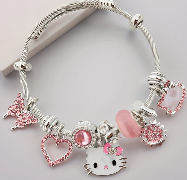 Mariposa amor KT gato brazalete rosa