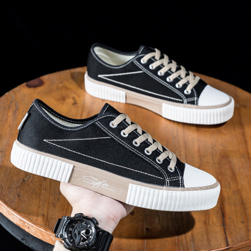 Men's Canvas Shoes 2024 Spring Low-Top Cookie Shoes for Men, Fabric Shoes with Breathable Insoles, Casual Shoes for Export and Wholesale