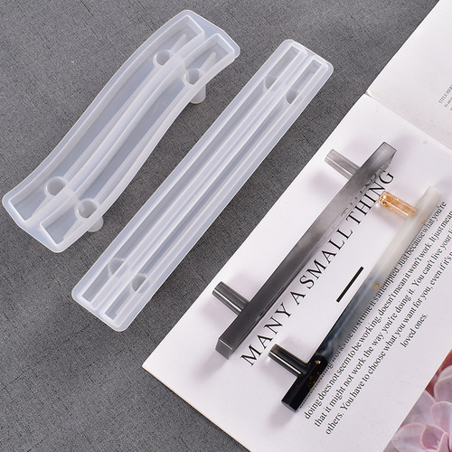 DIY crystal resin tool handle mold, 4 styles of 3D tray coaster handle mirror resin silicone mold