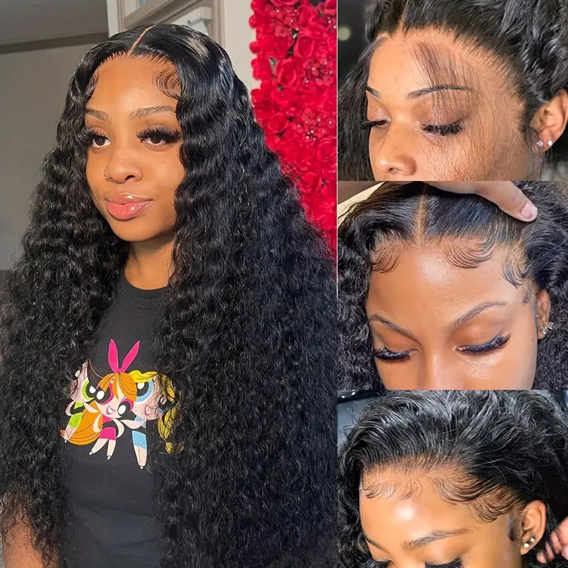 Cross-Border Lace Front African Small Curly Women's Wig Loose Deep Wave Long Curly Hair Front Lace Wig