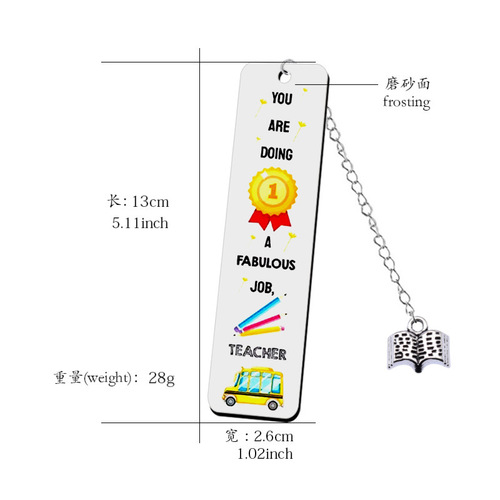 New stainless steel color printed cultural and creative bookmarks, thanksgiving student commemorative gifts, book pendants, Christmas souvenirs