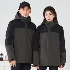 新しい秋冬の戸外突撃服の男女ファッションは、ベルベットの三合一保温コートを厚くして制服を着脱できる