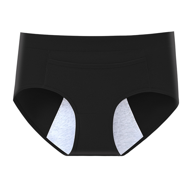 Ropa interior fisiológica de cintura media, entrepierna de algodón puro para mujer, período menstrual, tres capas de bolsillos para el abdomen cálidos, a prueba de fugas, tía, algodón largo