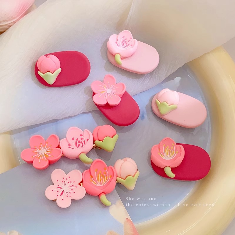 Flores rosadas pinzas de cabello 2025 nueva dulce frente lateral de la mujer frange pinzas de cabello rotas lindas pinzas de boca de pato sin marcas