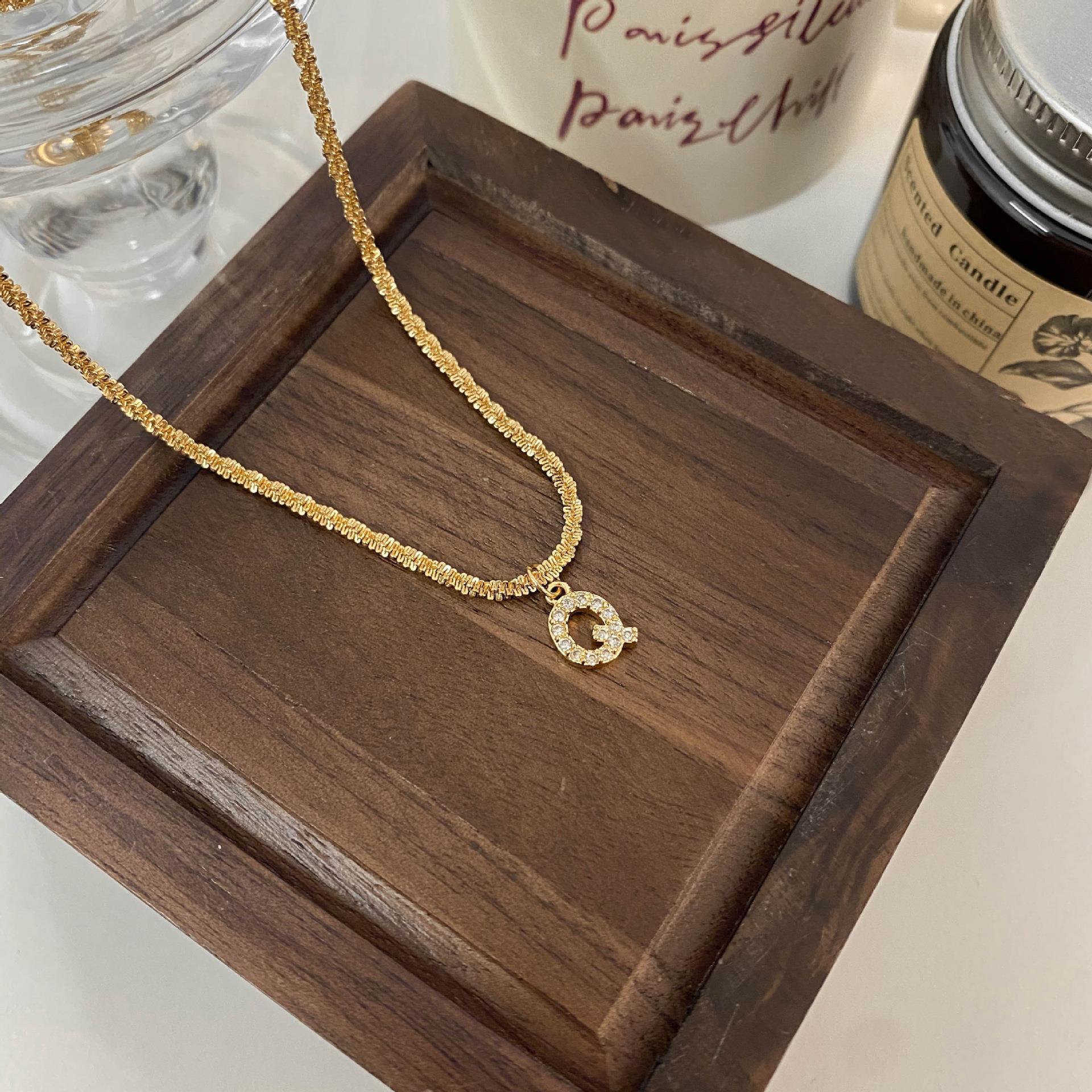 10g Weight Zircon Inlay Material Pendant Necklace Classification 1 Piece Quantity Holiday, Daily Occasion Titanium Steel Material Letter Pattern Women's Gender Plating, Inlay Design Simple Style, Classic Style Style Simple Style Classic Style Letter Titanium Steel Plating Inlay Zircon Pendant Necklace 16