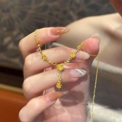 [ローズドリーム] 新しい中国風のレトロなローズロマンチックなローズネックレス女性のゴールデンフラワーペンダントライト高級鎖骨