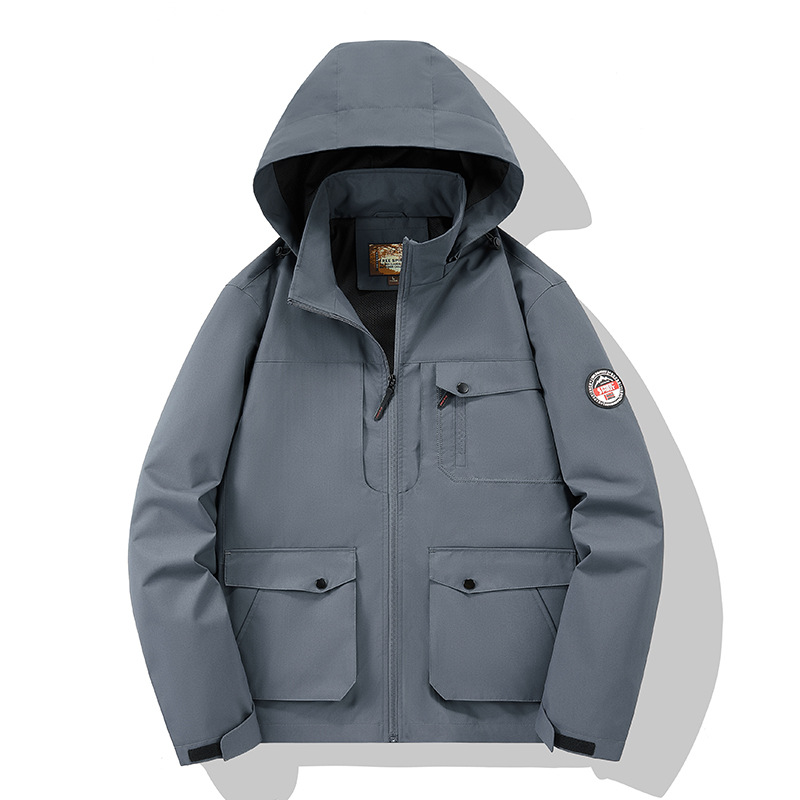 Chaqueta de tamaño grande transfronterizo primavera y otoño chaqueta de hombre a prueba de viento chaqueta impermeable de bolsillo para hombres carga al aire libre chaqueta casual