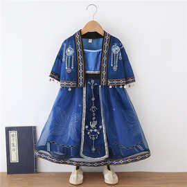 傣族服装儿 童女春夏苗疆少女服饰云南民族风古装汉服洋气连衣裙