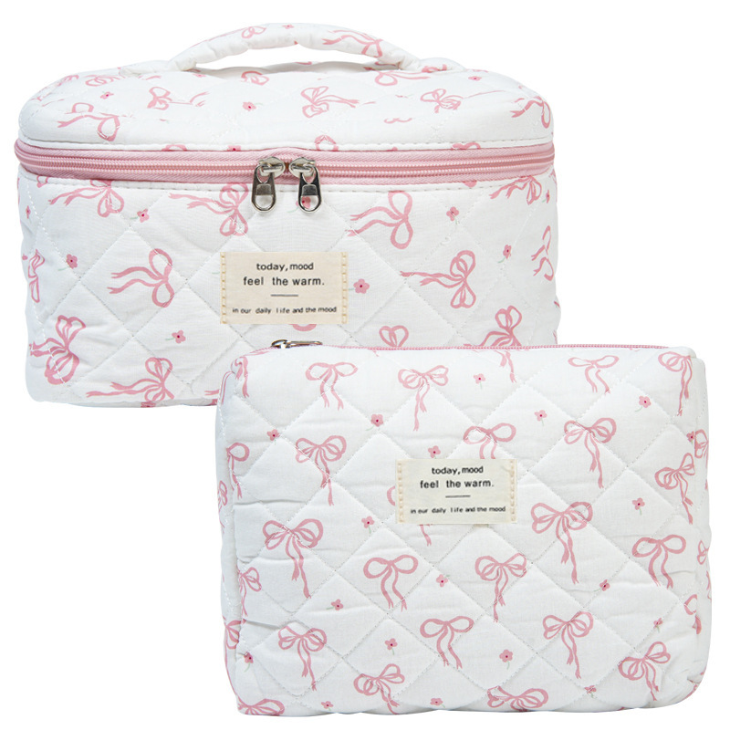 Bolsos de maquillaje portátiles de gran capacidad, pequeñas flores trituradas, acolchados portátiles, algodón, flores encantadoras, estudiantes viajeros