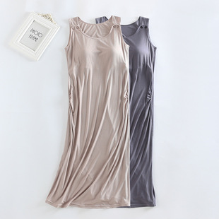 Pregnant Women's Modal Chest Pad One-piece Long Skirt Postpartum Breastfeeding Summer New plus size Loose Home Feeding Nightdress