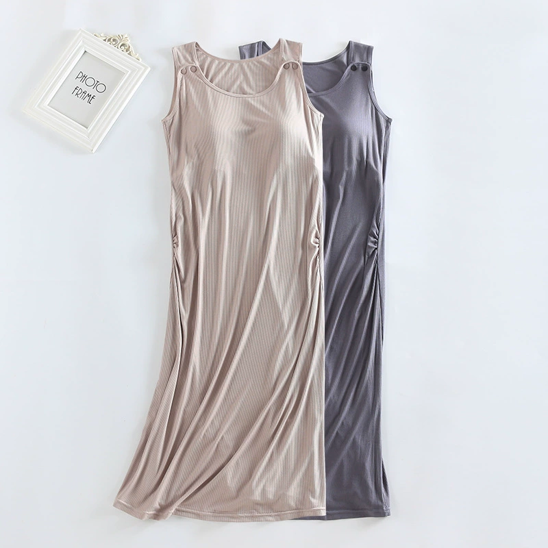 Материнские грудные коврики Модаль-цельная длинная юбка послеродовое кормление летом новый большой размер свободного домашнего кормления ночная юбка