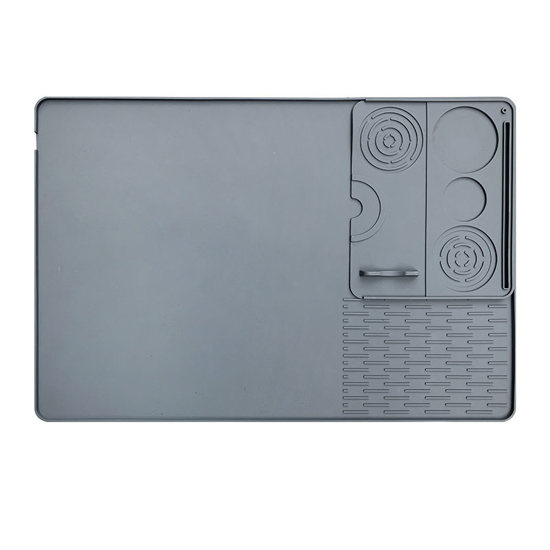 그레이 실리콘 커피머신 매트 + 탬핑 매트(2-in-1 세트)