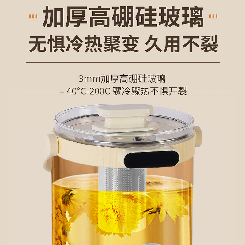 新款分体式花茶养生壶大容量3L预约定时养生煮茶多功能电热烧水壶|undefined
