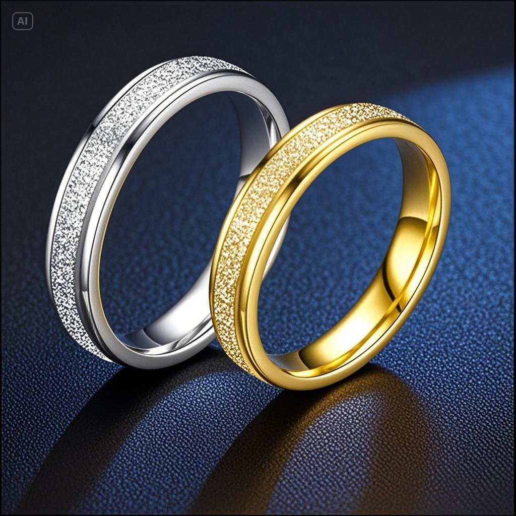 Titanium Steel Vacuum Plating Ring Women's 4mm Frosted Color-free Ins Style Ring Light Luxury High-grade Stainless Steel Ring