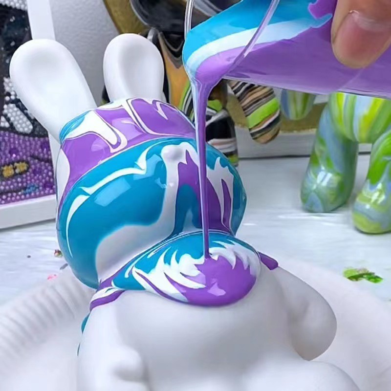 Fluid Bear Acrylic Paint Creative DIY Handmade Fluid Painting Paint Violent Bear White Embryo Specia