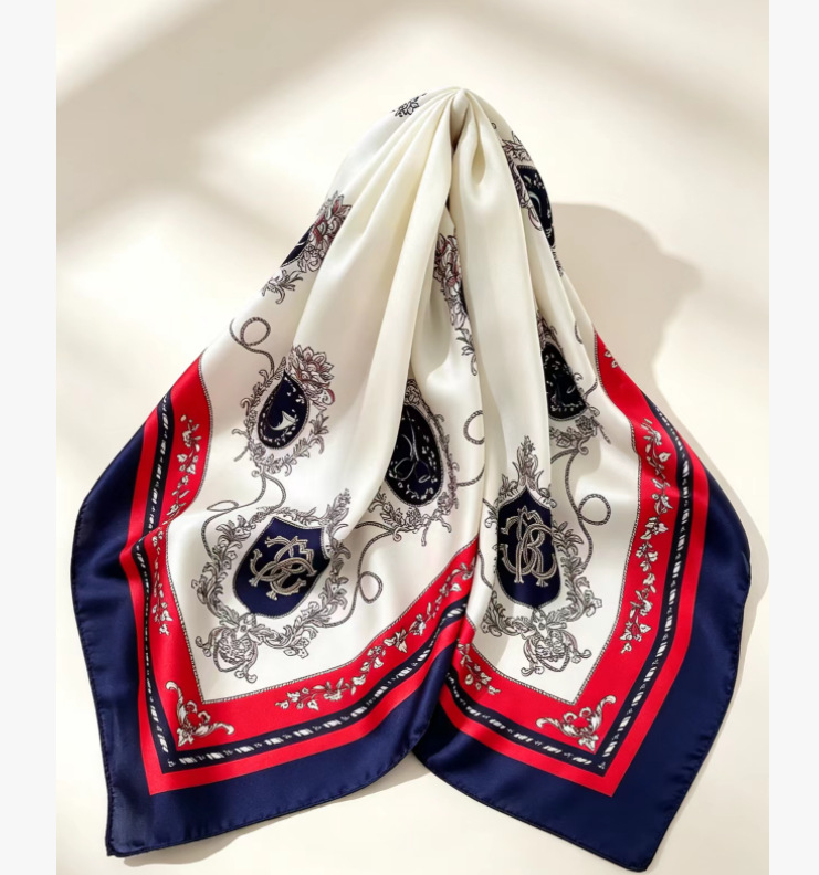 70 bufanda de seda bufanda cuadrada sentido de alta gama moda coreana salvaje profesional imitación bufanda de seda pequeña bufanda de seda con estampado retro mujer