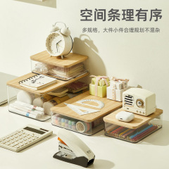 デスクトップ竹蓋収納ボックスキャビネット化粧品ジュエリー収納ボックス寮の本スナック収納家庭用収納バスケット
