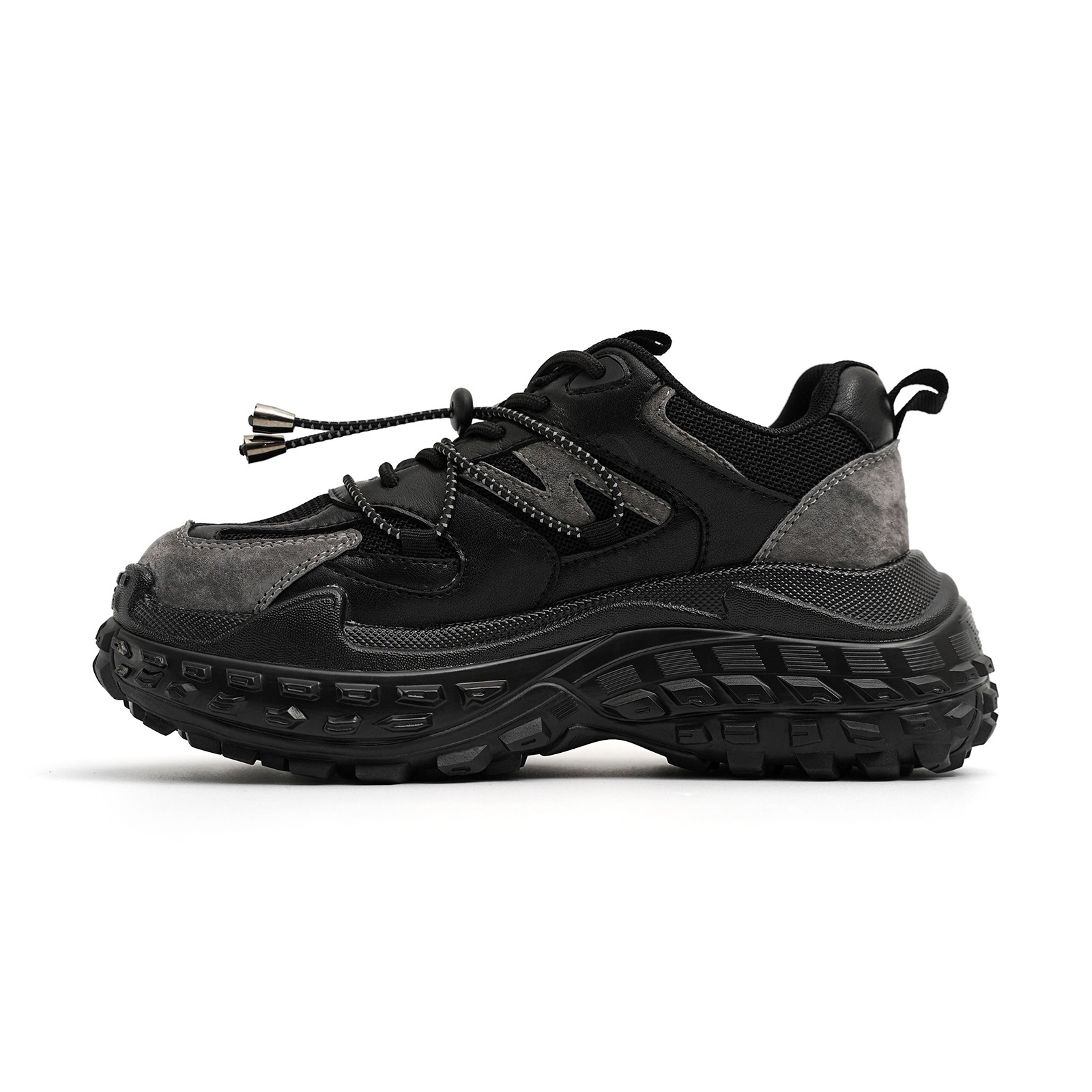 Sehr bequem ~ schwarze Durian Bottom Dad Schuhe für Damen 2024 Herbst New Ins Trend Casual Sport Wanderschuhe_voghion.com