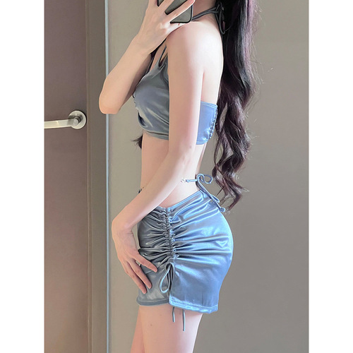 2024 New Swimsuit Women's Silver High-End Sexy Split Three-piece Set Hot Spring Vacation Fashion Bikini Hot Girl Outfit