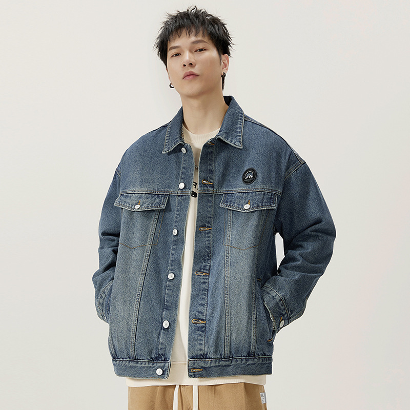 CO8000 Washed Jacket Spring and Autumn American Retro Trendy Top Functional Loose Men's Casual Labeling Denim Jacket
