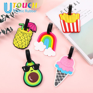Factory Direct Sales Creative Cartoon Boarding Luggage Tag Pvc Soft Glue Anti-Lost Strap Suitcase Tag Wholesale in Stock