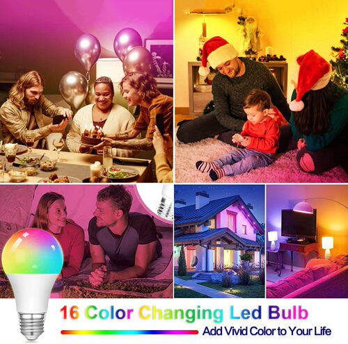 RGB bulb LED, 220V colorful bulb remote control smart bulb RGBW white light E27