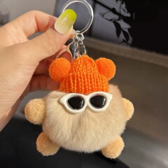Cute otter rabbit fur small coal ball bag accessory school bag ugly thing figure keychain car keychain